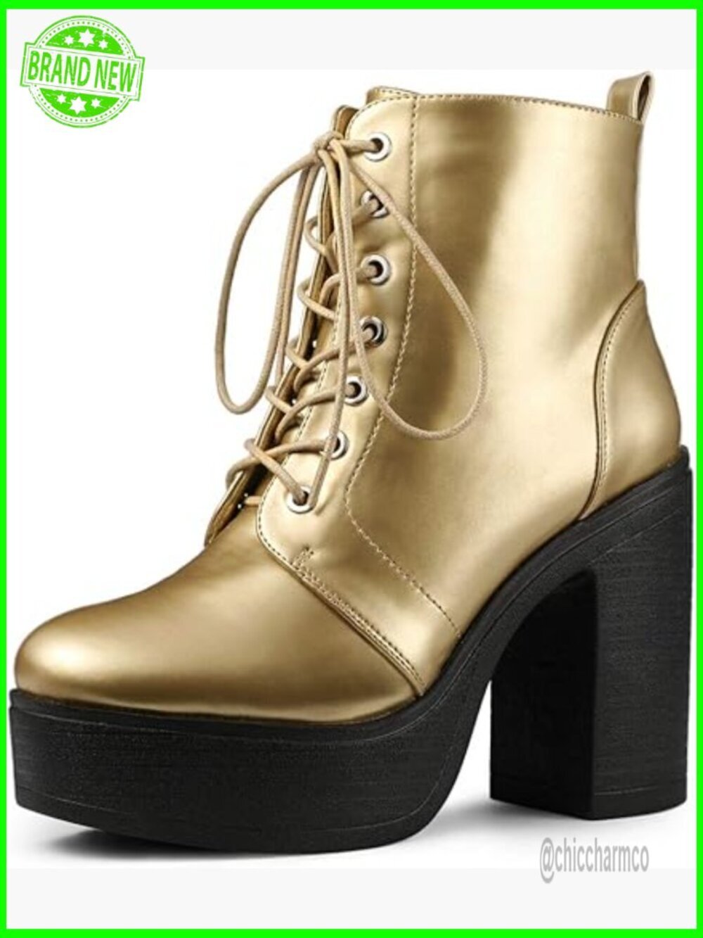 Women's Platform Chunky High Heel Lace Up Combat Boots, Ankle Bootie